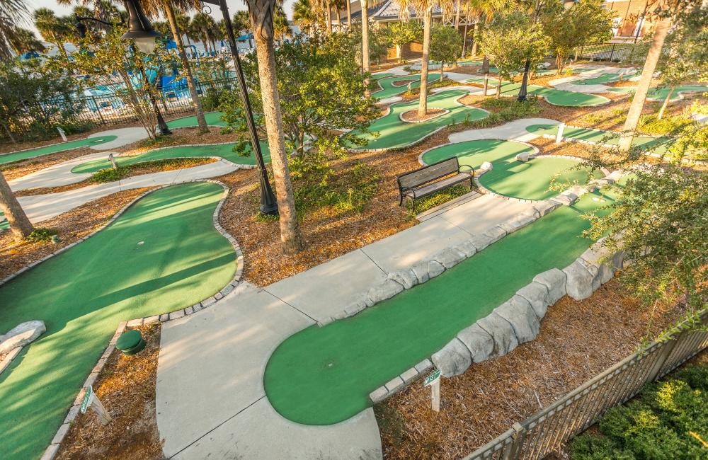 Bench On The Course At Neptune Park Mini Golf On St. Simons Island, GA