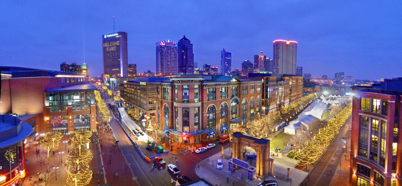 Columbus City Night Aerial View