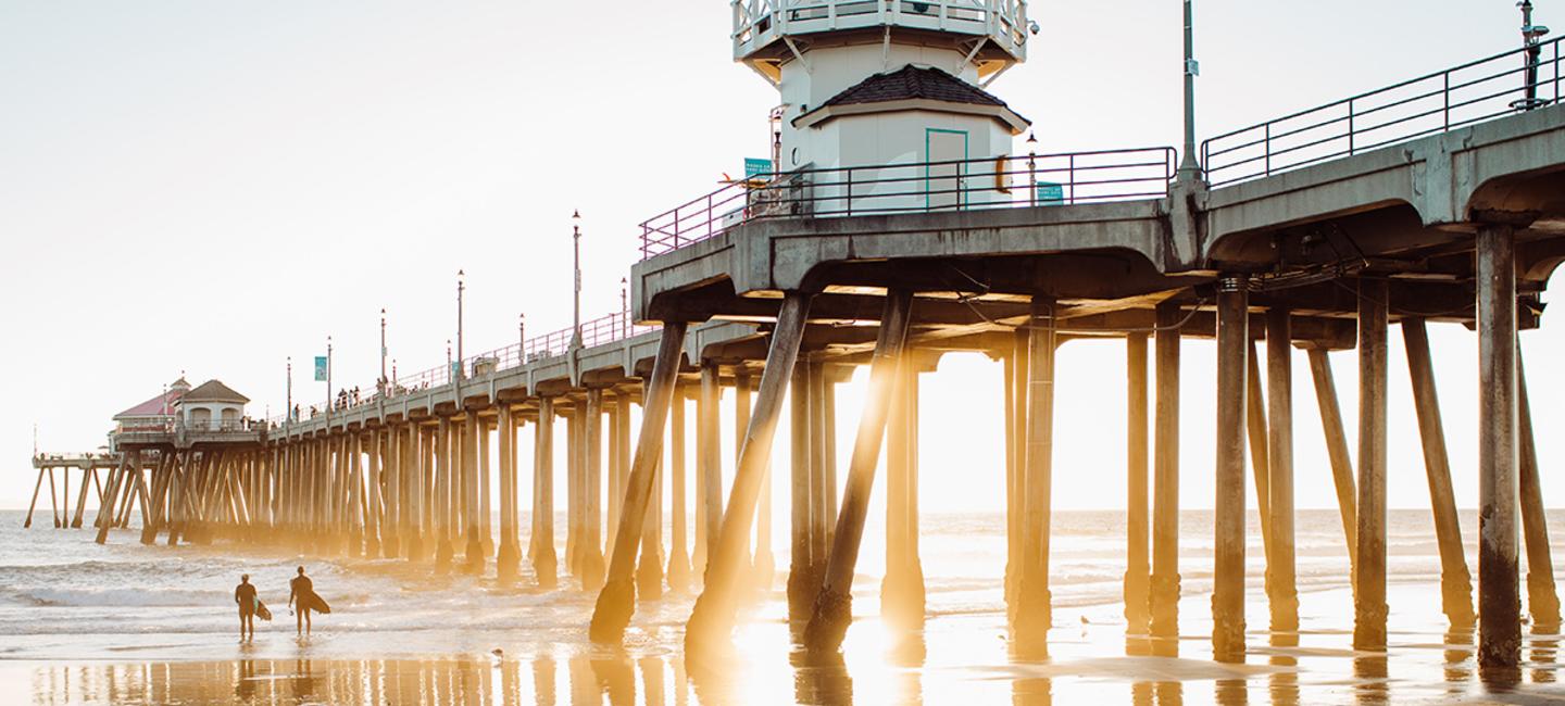 Huntington Beach Pier Fireworks Display during 4th of July Festival 2025