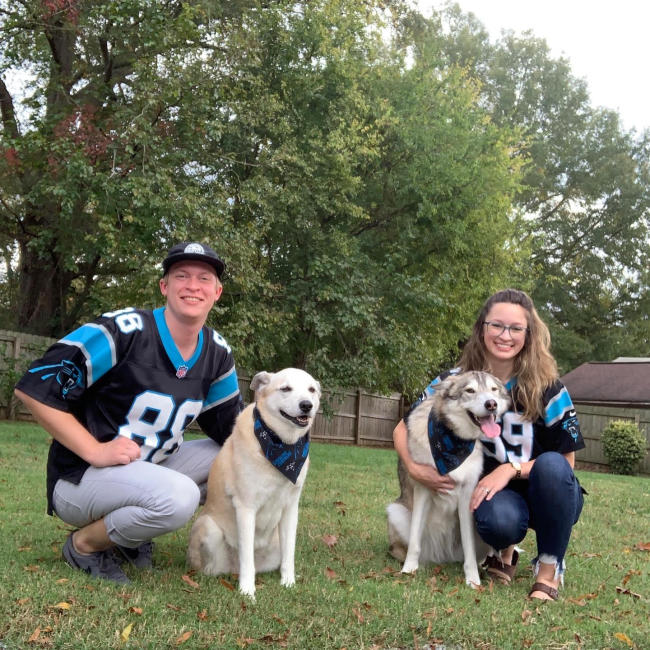 JD and Grace with Family Pets