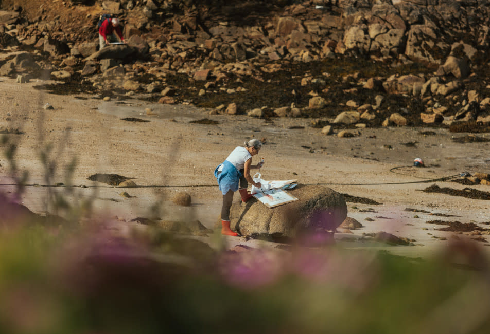 IOS Nav Landscape Large - Blog - Meet the islands creatives - woman painting on beach Tom Young  952x650