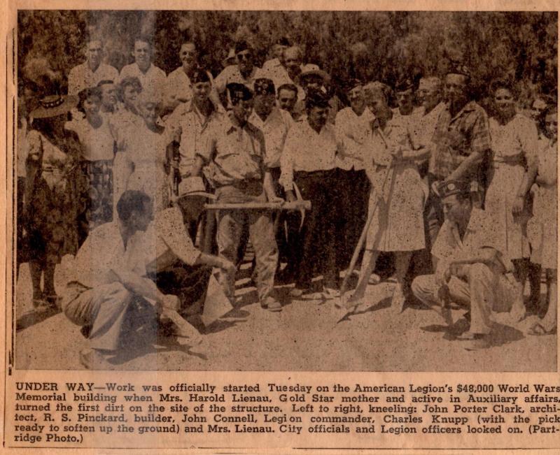 original newpaper ad of american legion 519 groundbreaking