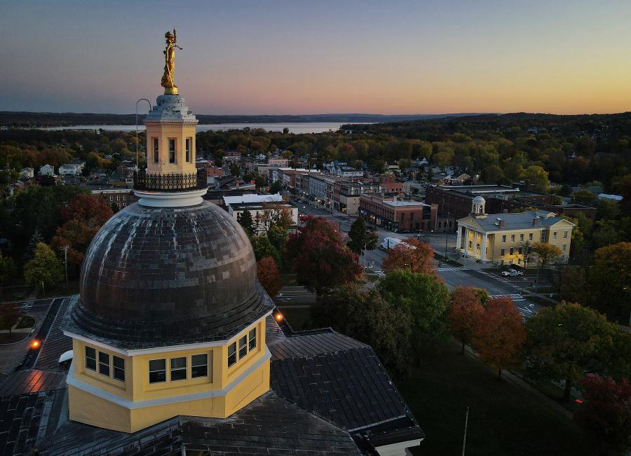 drone shot of Ontario County courthouse