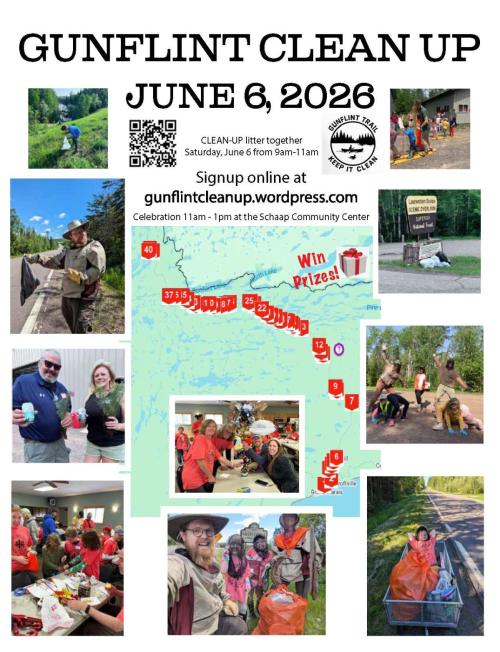 A poster of the Gunflint Clean Up event June 6, 2026.