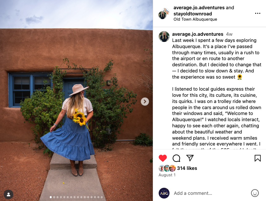 A screenshot from a post that Stay Old Town Road and average.jo.adventures collaborated on.