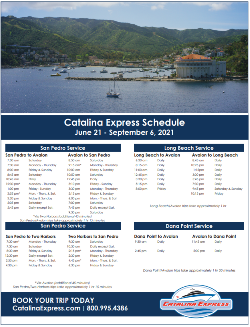 catalina safari bus schedule