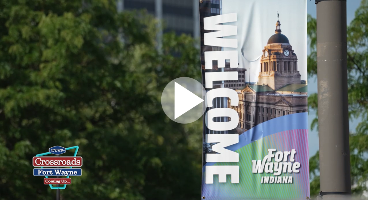 WDRB+ logo over a picture of a Fort Wayne street pole banner that says, "Welcome." Video Thumbnail is link to watch video.