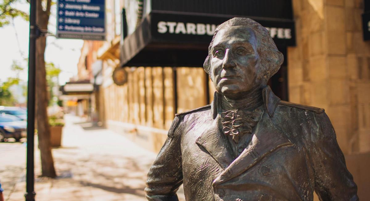 George Washington's statue in the City of Presidents downtown Rapid City, SD