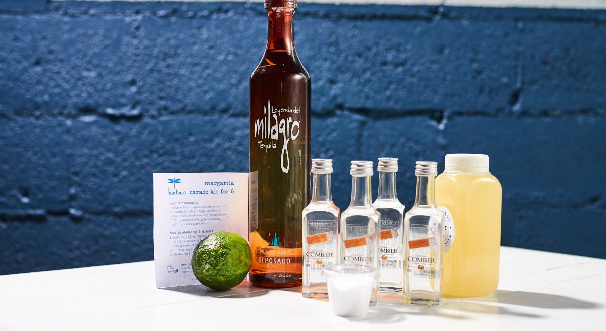 A margarita kit, complete with recipe card, from bartaco