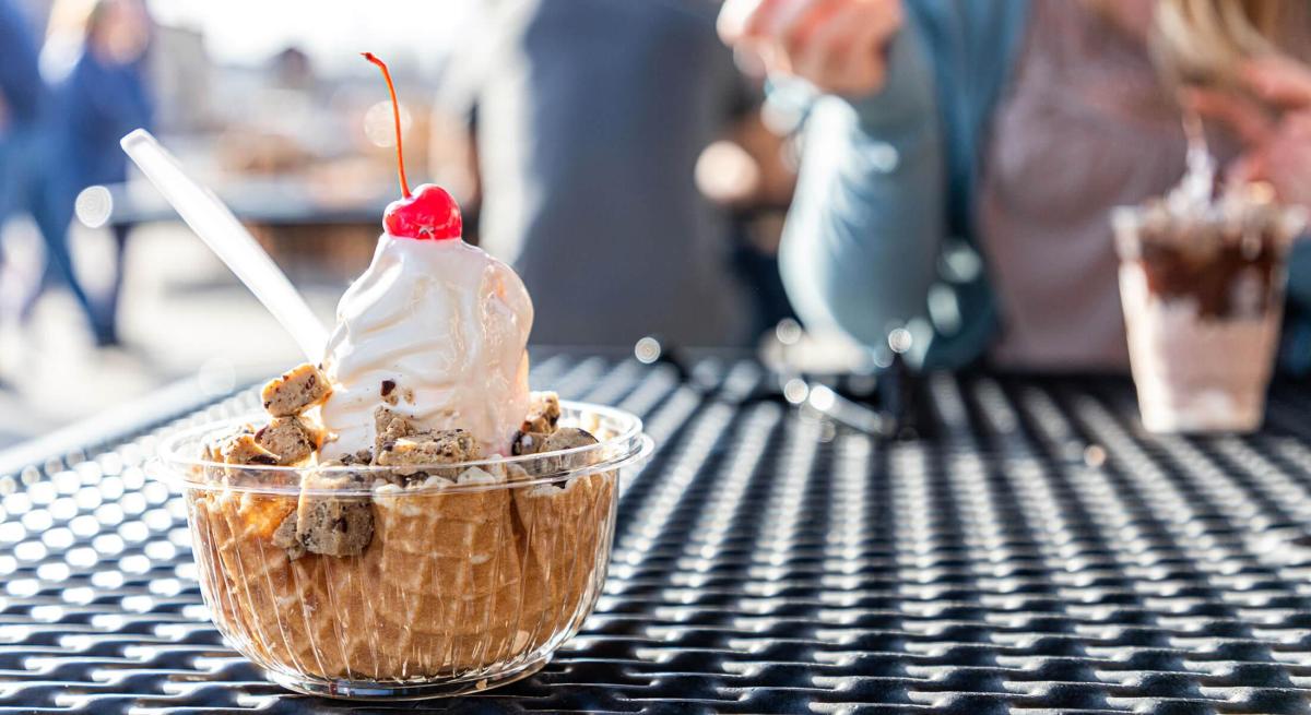 Ice cream sitting on table at Armadillos Ice Cream Shoppe in Rapid City, SD