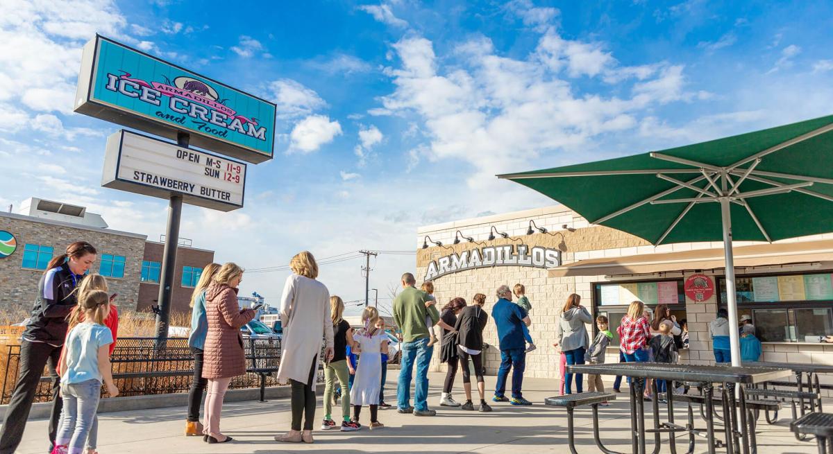 Ice cream line at Armadillos Ice Cream Shoppe in Rapid City, SD