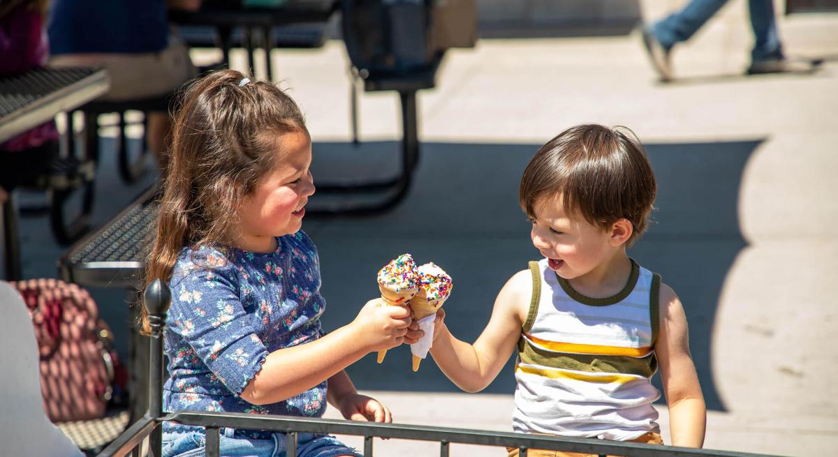 kids cheers-ing their ice cream cones from armadillos in rapid city sd