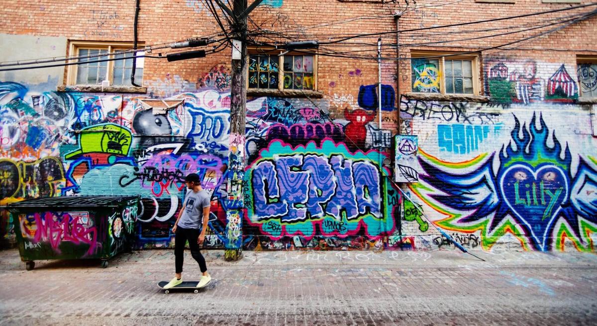 Skate boarder in Art Alley Downtown rapid City