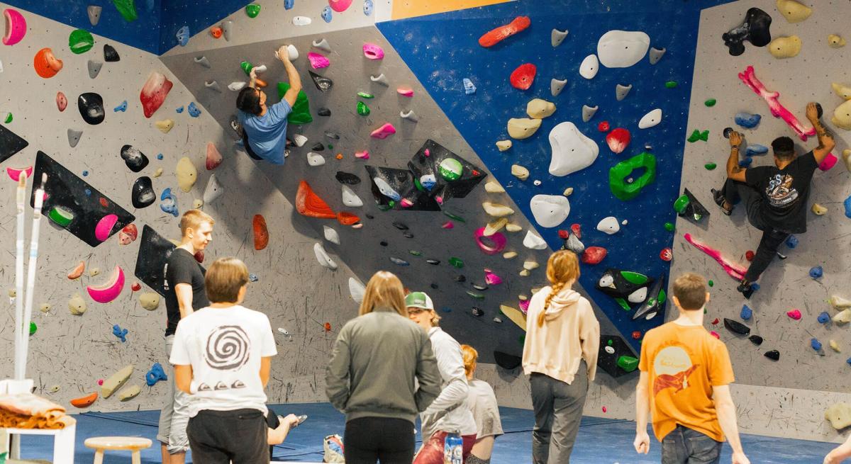 Climbers at Black Hills Basecamp Rapid City's rock climbing gym