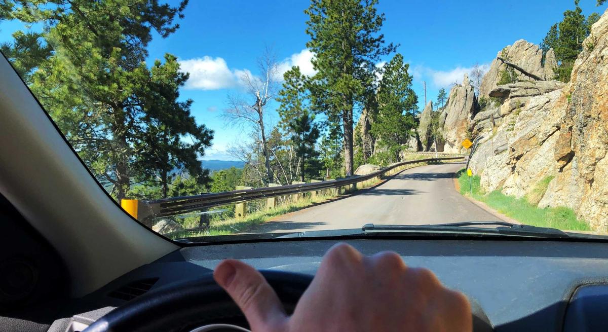 View of Driving Needles Highway in Custer State Park