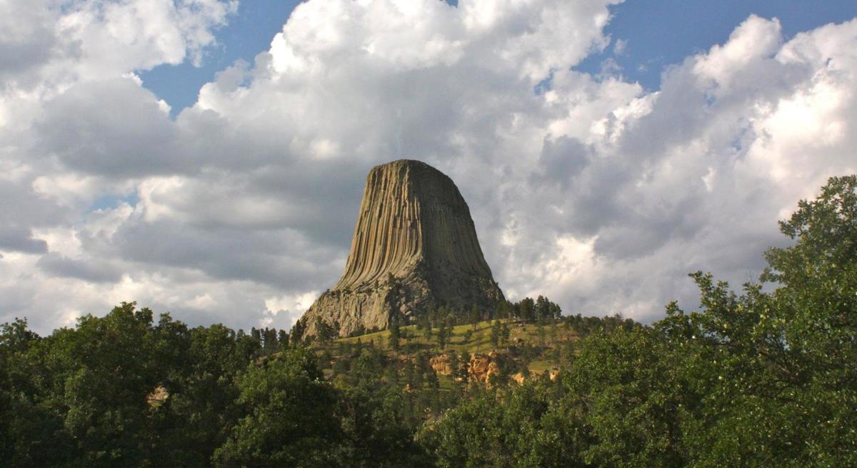 Distant view of Devils Tower National Monument