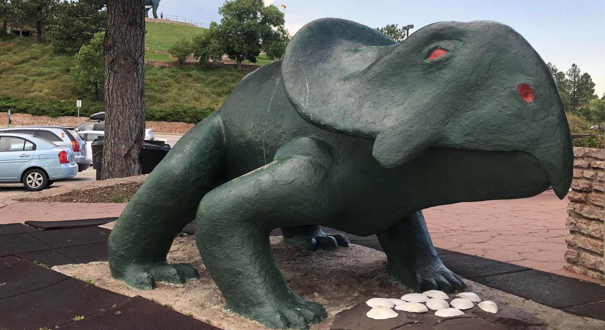 Protoceratops statue at dinosaur park in Rapid City, SD