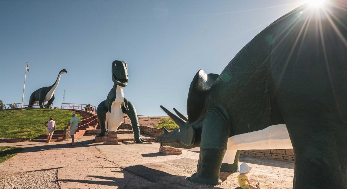 Three of the seven dinosaurs found at Dinosaur Park in Rapid City