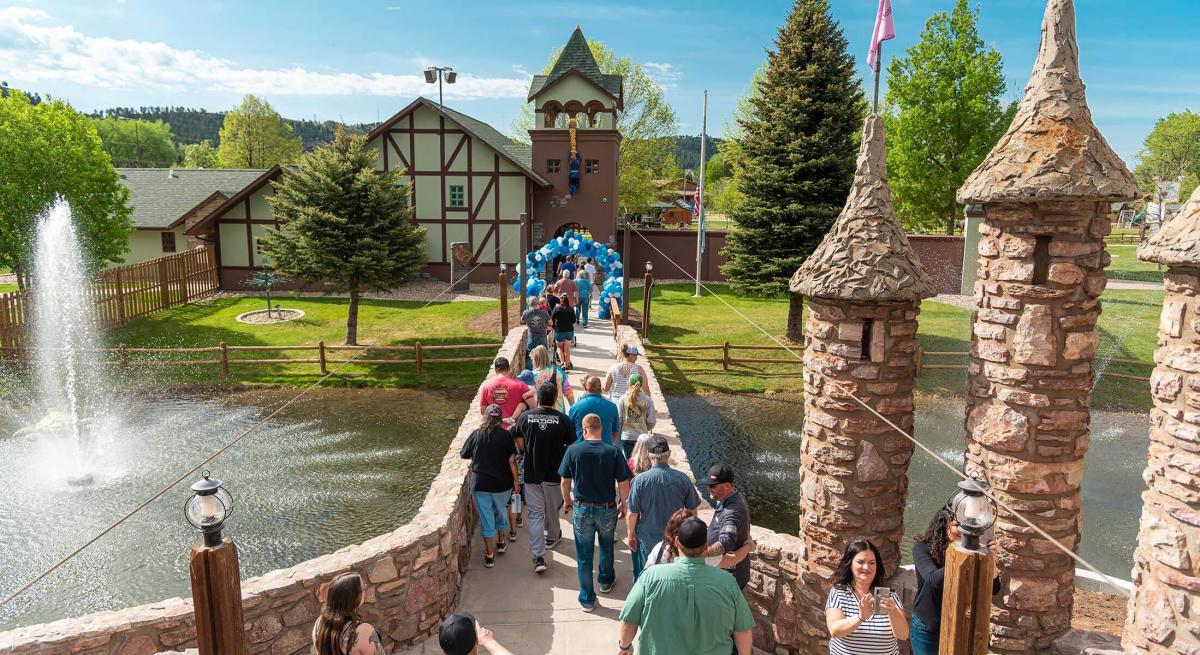 People entering the castle into Storybook Island in Rapid City