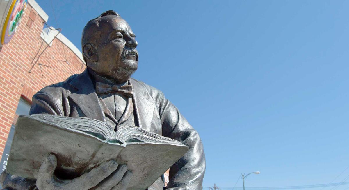 Grover Cleveland's statue in the city of presidents