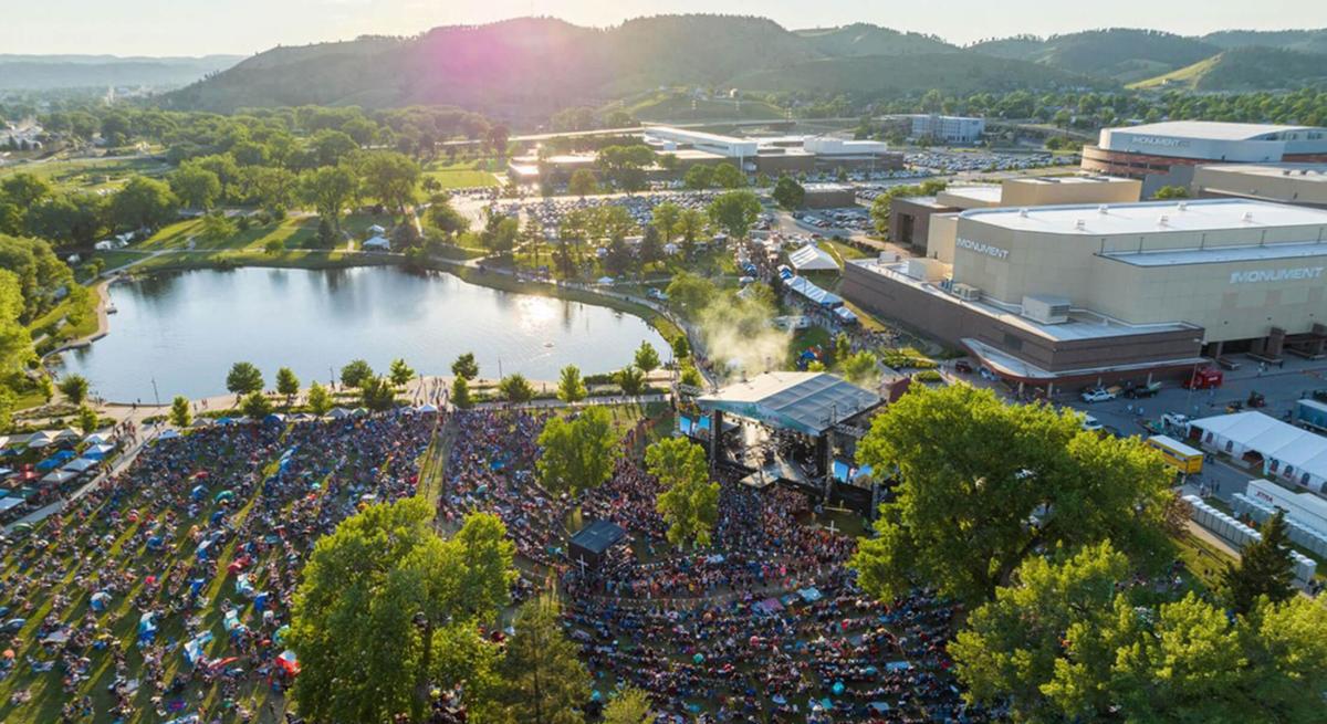 drone shot above the audience at Hills alive music festival in rapid city south dakota