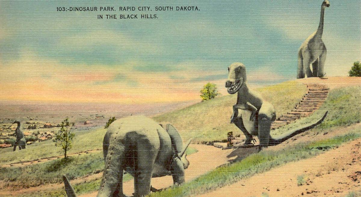 Historical Postcard of Dinosaur Park in Rapid City