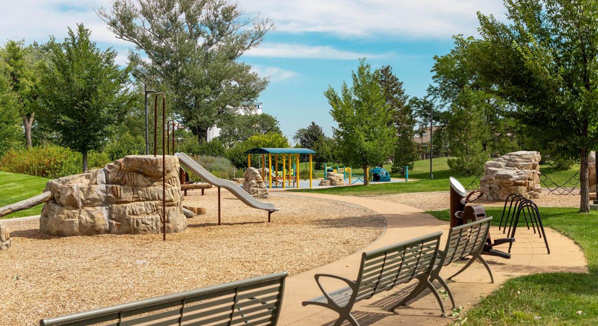 playground area of legacy commons in memorial park in rapid city south dakota