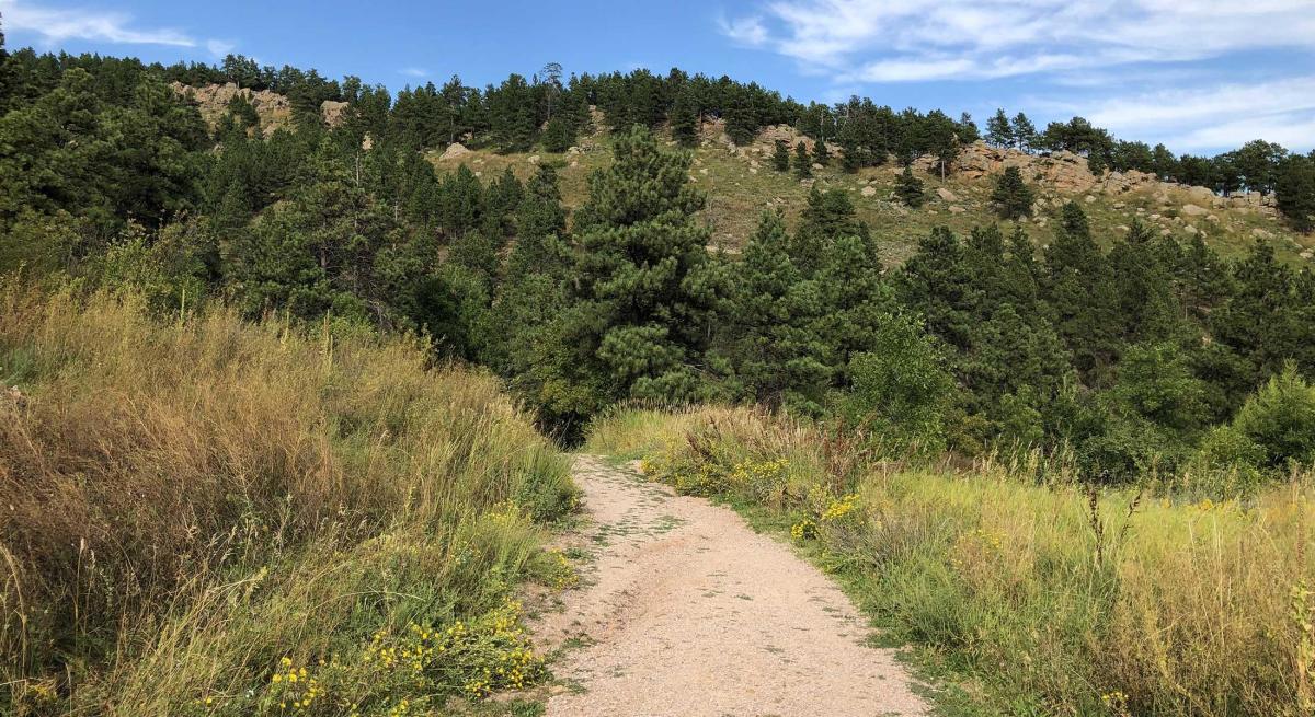 Gravel trail leading to the top of M Hill in Rapid City