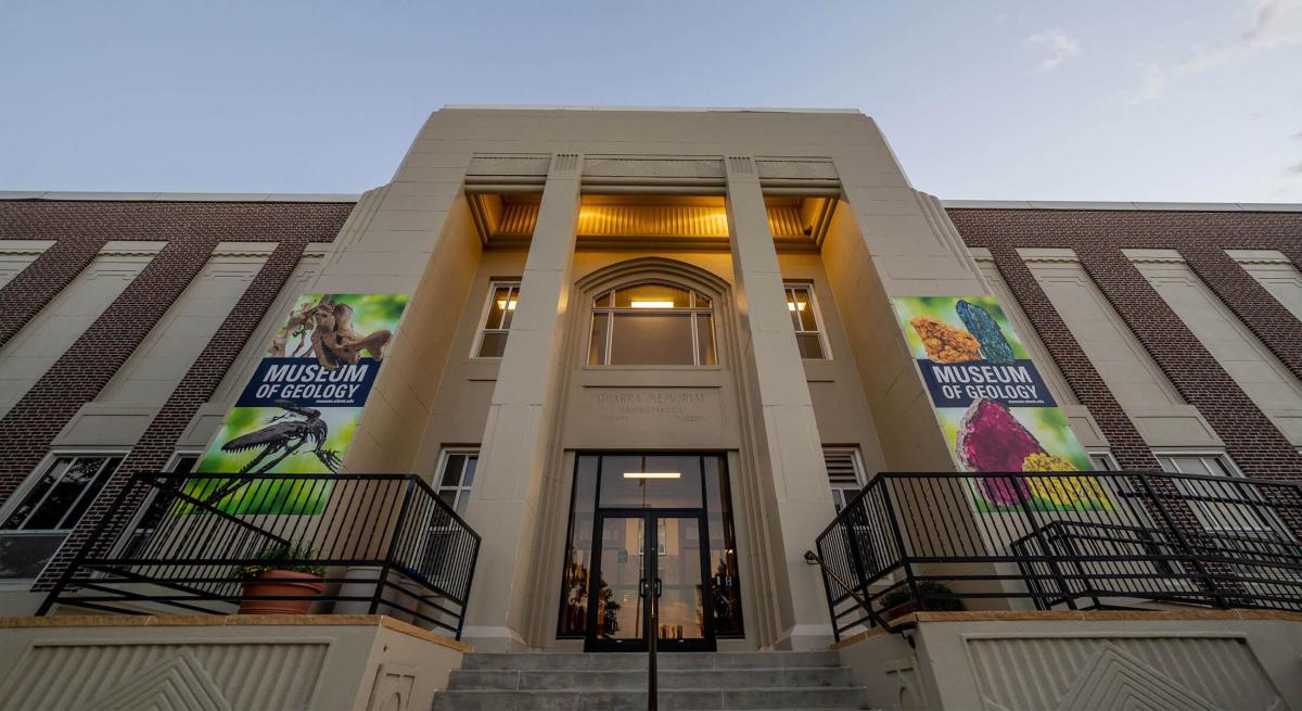 view of the front entrance to the Museum of Geology on the campus of the south dakota school of mines