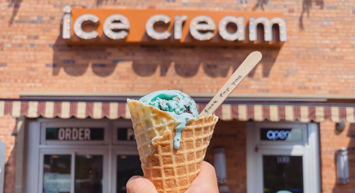 Ice cream cone from Rapid City's Silver Lining Creamery located at Main Street Square