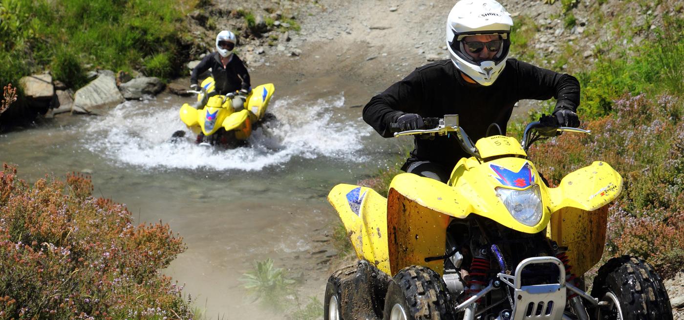 Quad biking through water