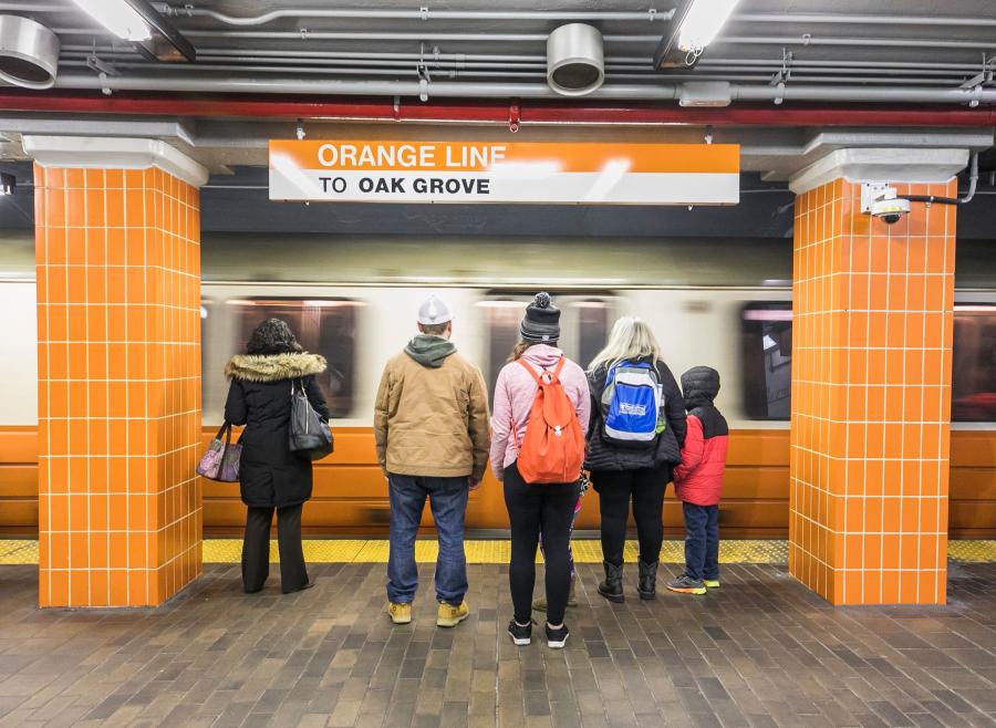 Family waiting for the Orange Line