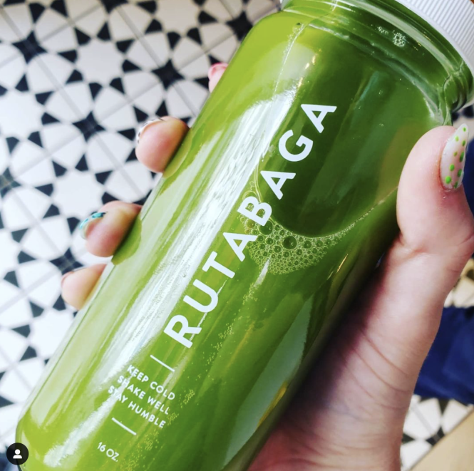 Green juice from Rutabaga Juicery.