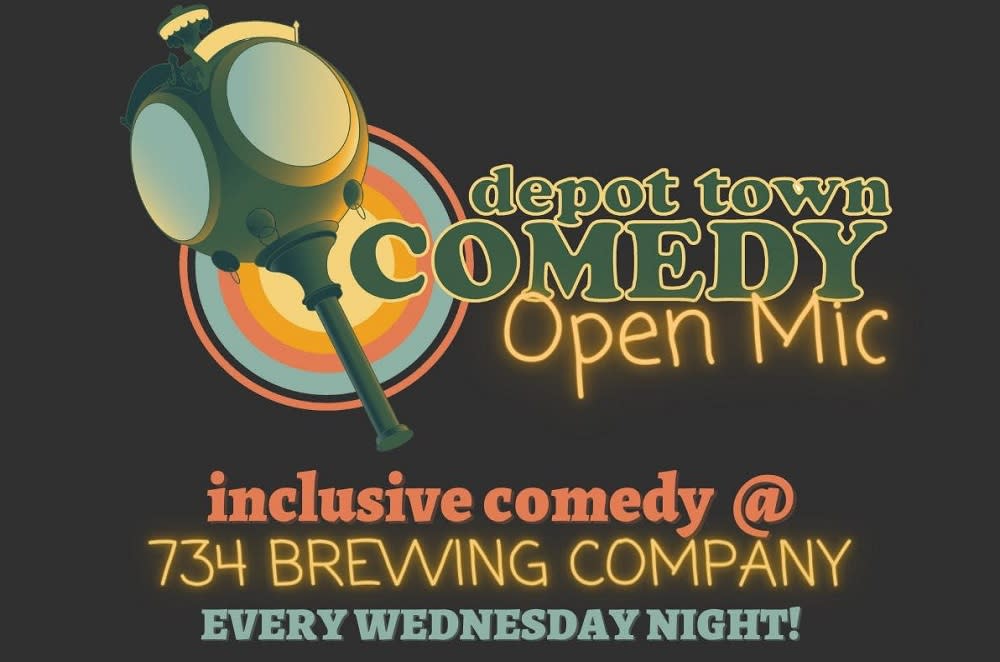 depot town comedy open mic graphic