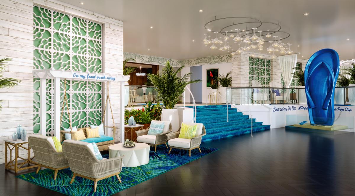 Hotel lobby and stairs, margaritaville palm springs