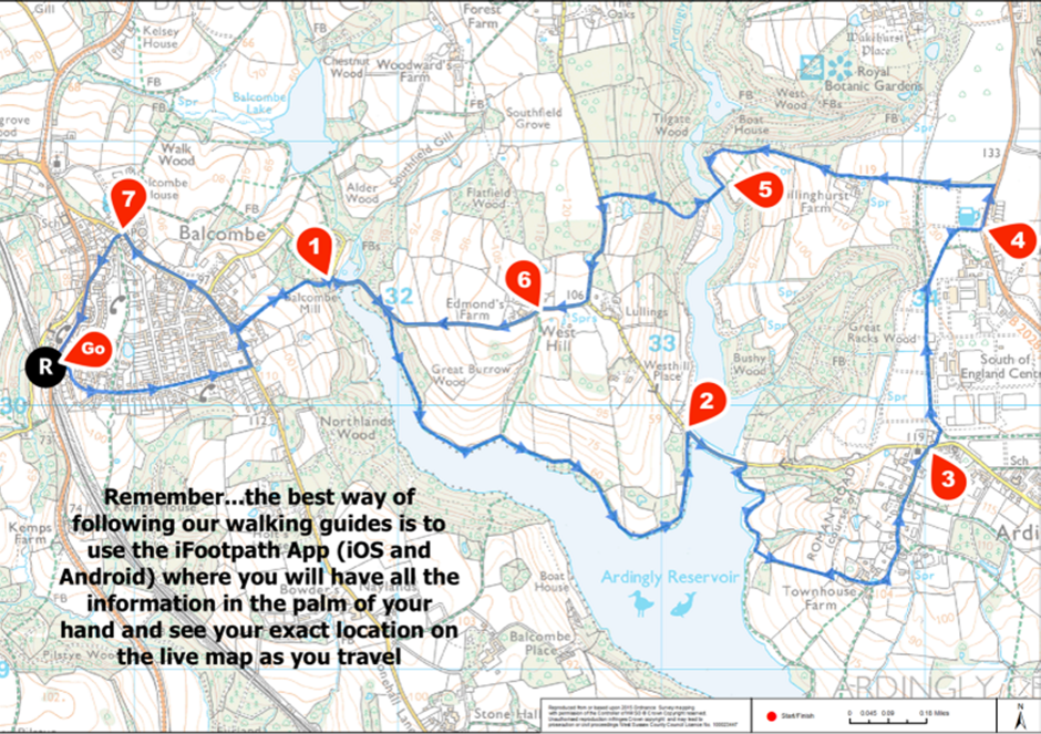 Walking Route: Balcombe and Ardingly Reservoir Map