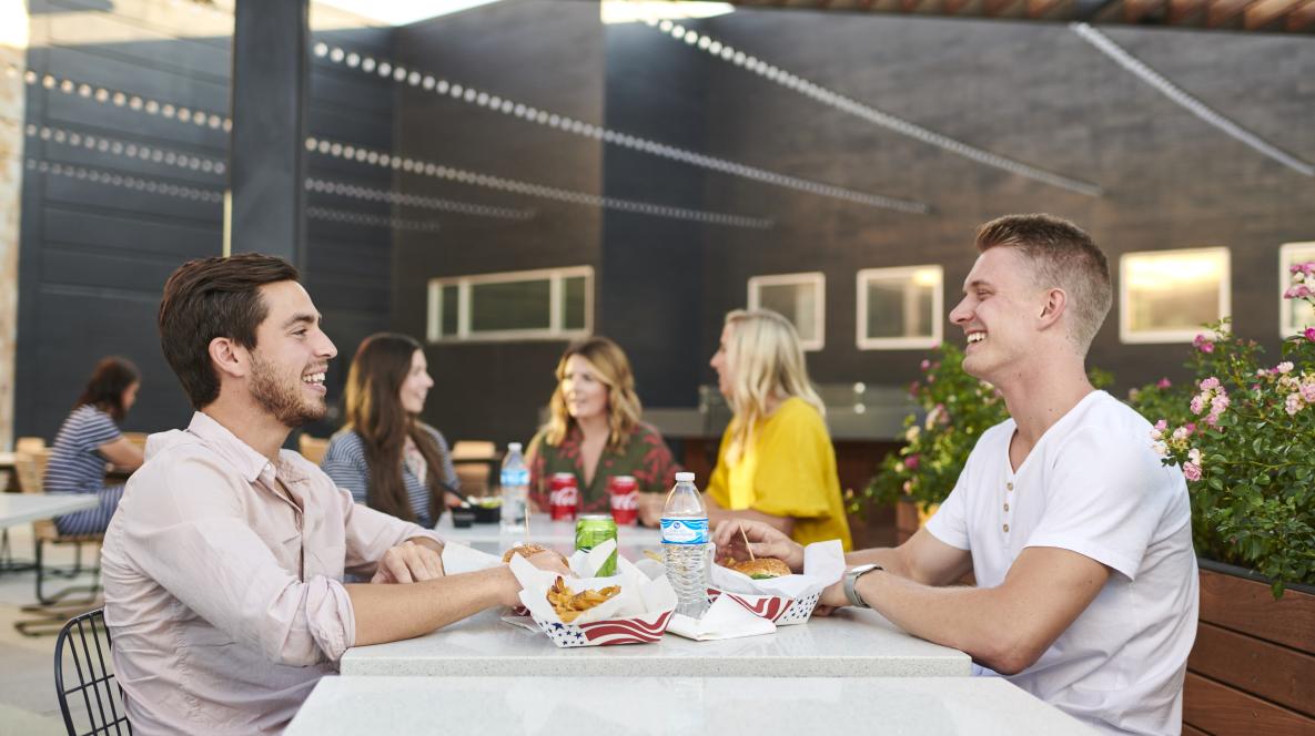 Friends Eating at Restaurants in Sandy