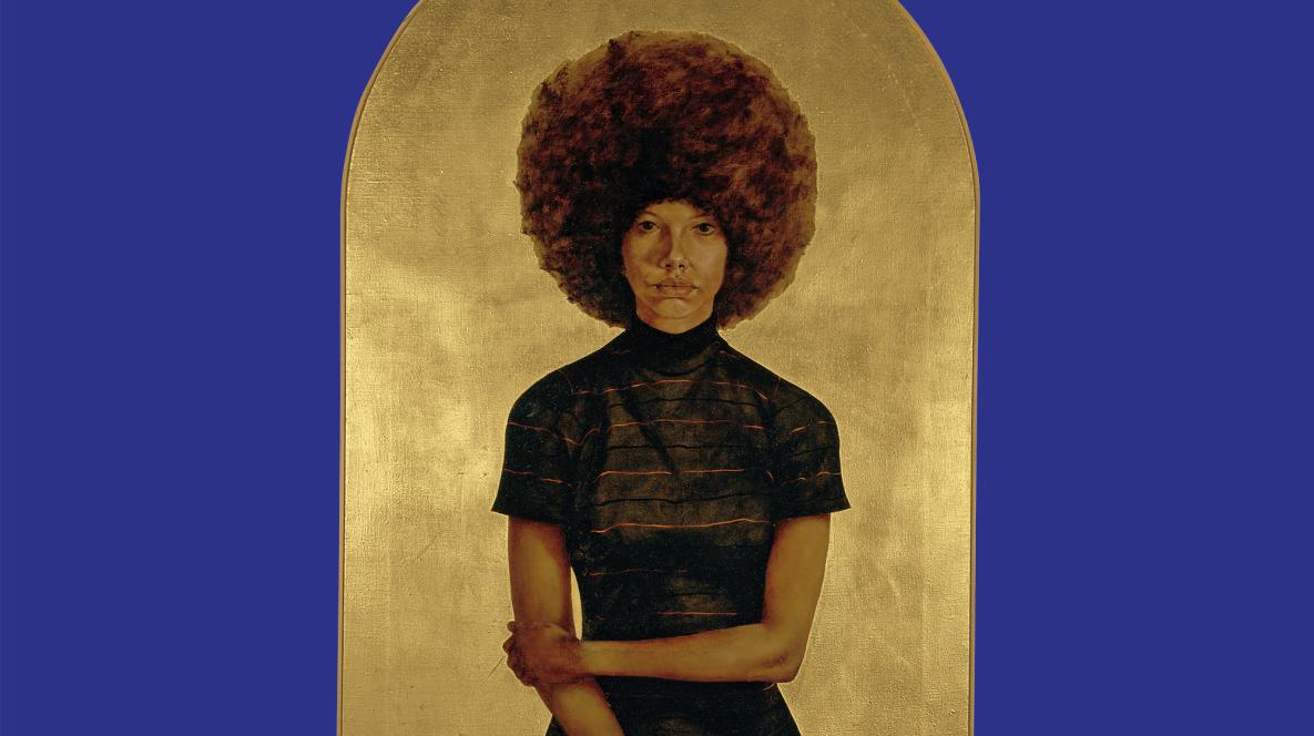 Barkley L. Hendricks, Lawdy Mama, 1969, oil and gold leaf on canvas. The Studio Museum in Harlem; gift of Stuart Liebman, in memory of Joseph B. Liebman, 1983.25. © Estate of Barkley L. Hendricks. Courtesy of the artist’s estate, Jack Shainman Gallery, New York and American Federation of Arts.