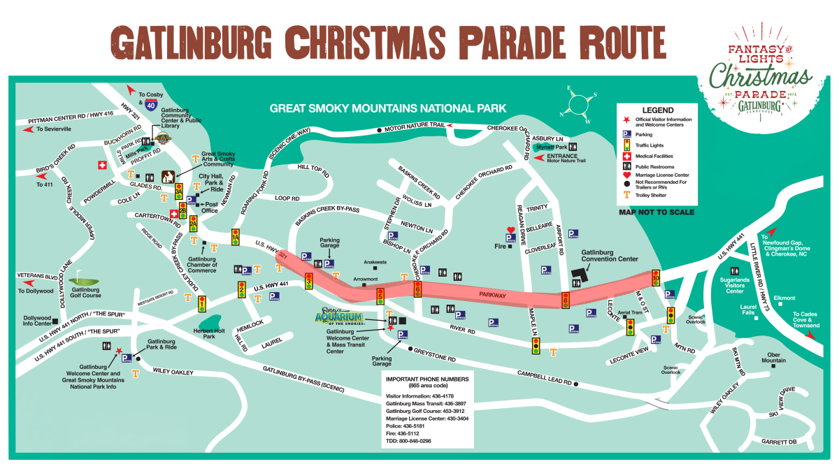 Fantasy of Lights Christmas Parade route map