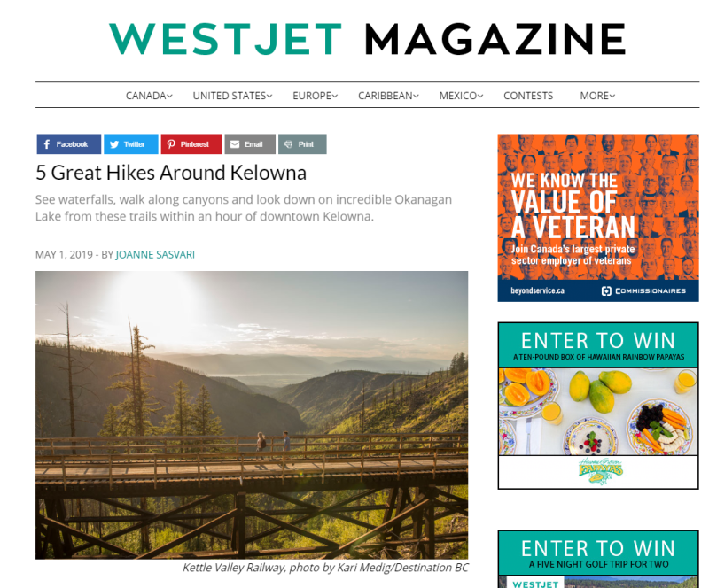 May 2019 Westjet Magazine Great Hikes