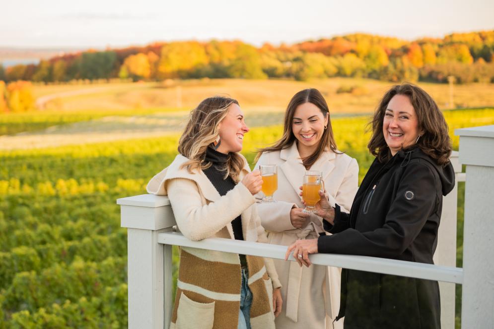 Wine tasting in the fall at Brys Estate