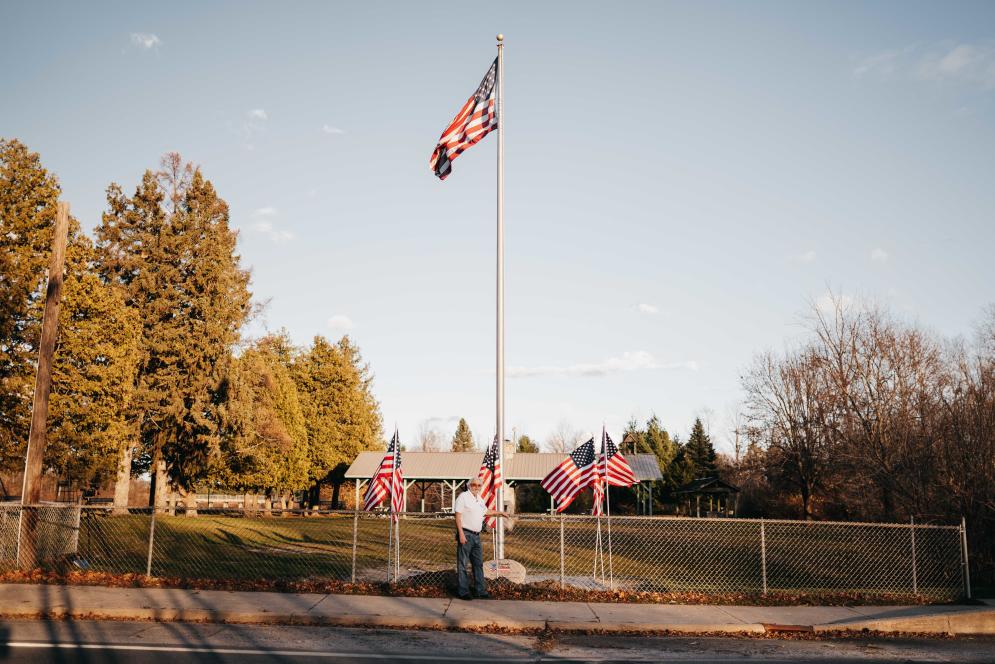 Don Waara: Flag pole in Richardi Park, Bellaire MI