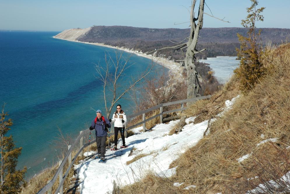 Snowshoeing at Sleeping Bear Dunes