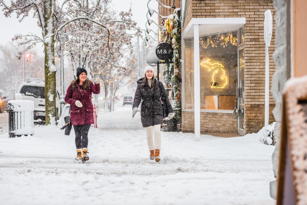 Shopping Downtown in the Winter