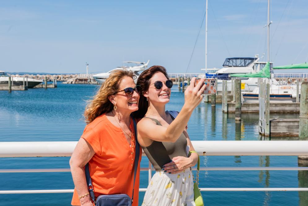 Women taking a selfie at Clinch Park Marina