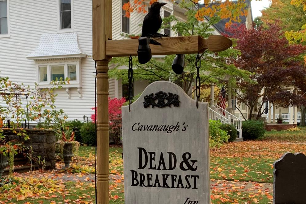 House Decorated for Halloween in Traverse City's Central Neighborhood District