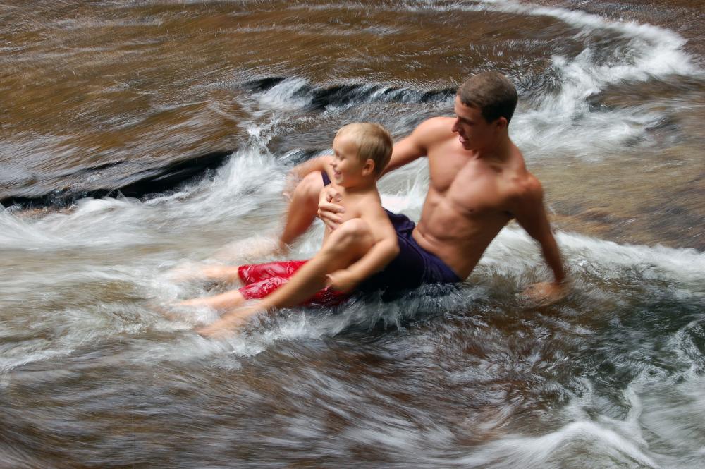 Enjoying Sliding Rock in Pisgah National Forest near Asheville, NC