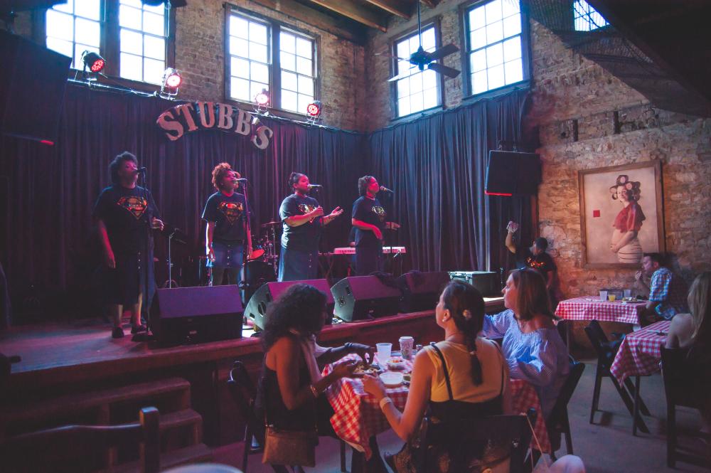 Singers on stage at Stubbs Gospel Brunch