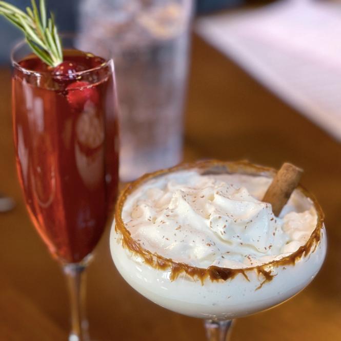 Winter cranberry cocktail and salted caramel tini