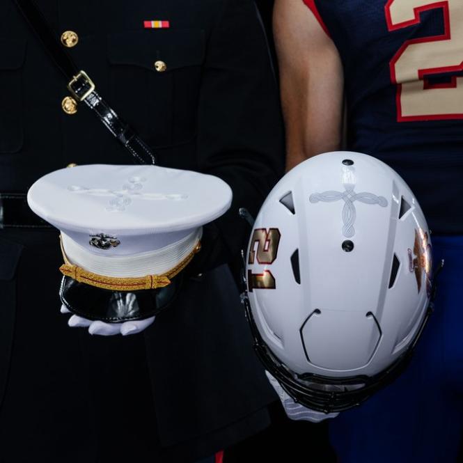 Navy Vs. Air Force specialty football uniforms honor the US Marine Corps